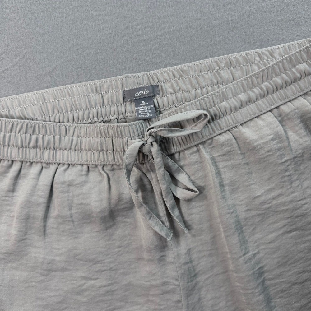 Aerie Gray Lounge Pants XS Satin Side Stripe Jogger Sporty Minimalist Chic - Picture 10 of 11